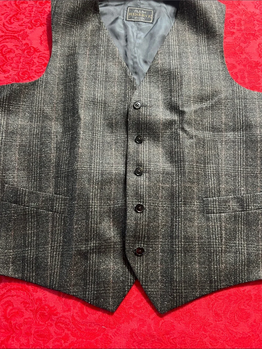 Jos. A. Bank Reserve Men’s Wool Vest 44R Glen Plaid Italian Fabric Napoli